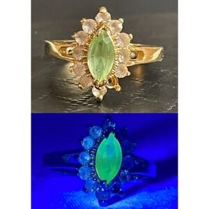 ESPO Ring Green "Glow" 14K GE Gold Plated Size 6.75 Joseph Esposito FLAW
